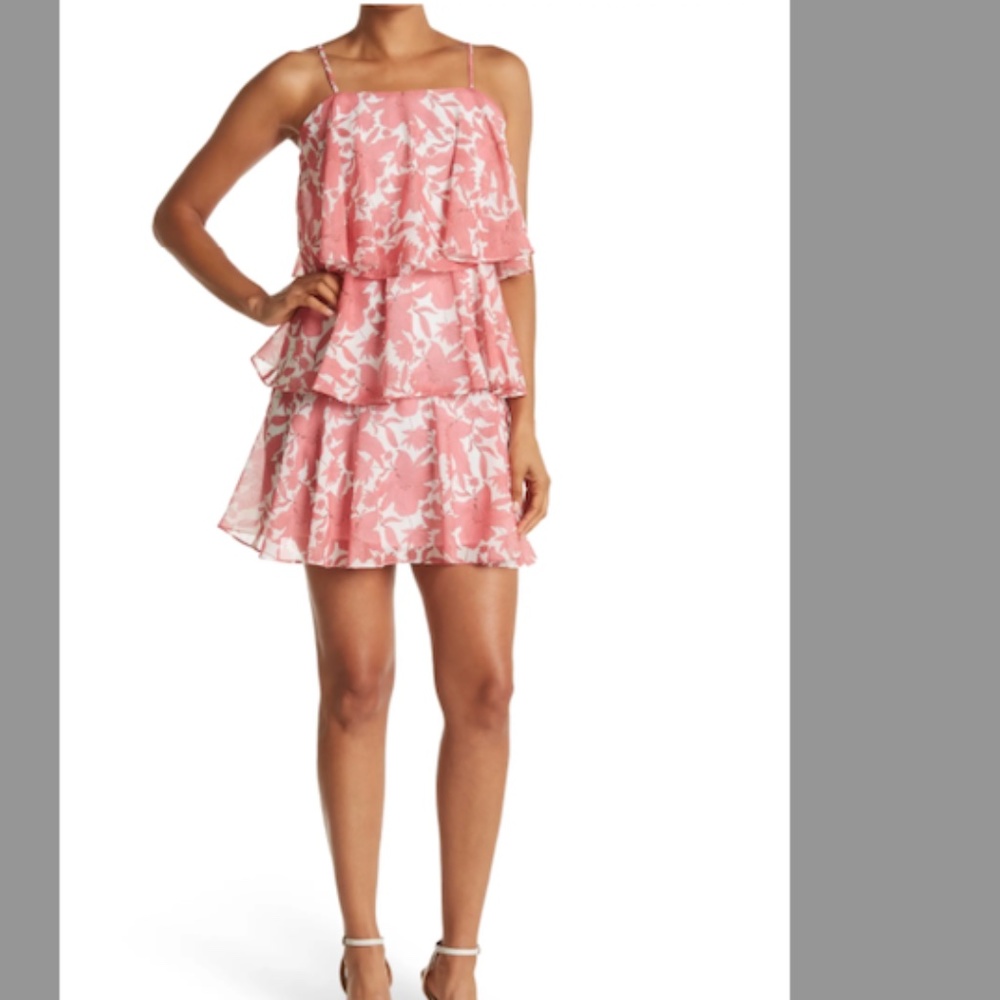 SAM EDELMAN spaghetti Strap Popover Ruffle Tiered Dress